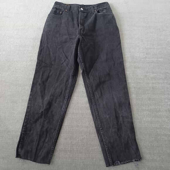 Vintage Y2K Levi's 550 Jeans Women 28 Charcoal Relaxed High Rise Raw Hem Zip Fly - Picture 10 of 10